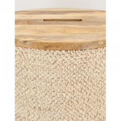 White buckle wool round chest with wooden lid