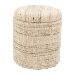 White and grey buckle wool round chest with lid