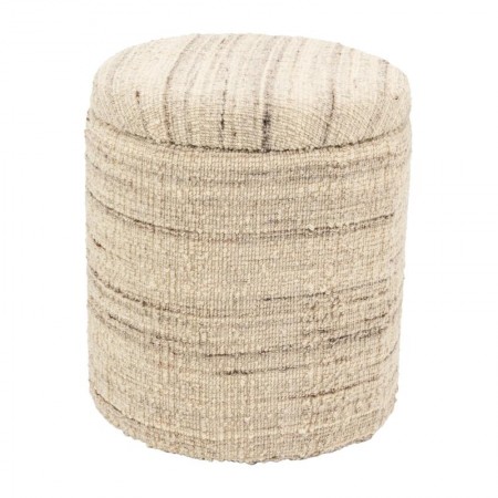 White and grey buckle wool round chest with lid