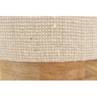 Pof redondo en lana blanca base de madera ø 40 h 45 cm