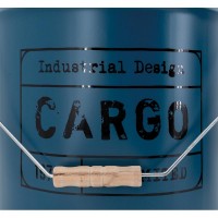 Set of 2 blue metal bucket stools with industrial style storage lid