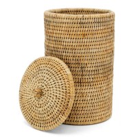 Papel higiénico de almacenamiento en ratán natural con tapa