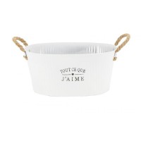 White lacquered metal gardener Everything I like, 2 rope handles