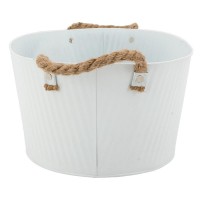 Jardinero de metal lacado blanco Todo lo que me gusta, 2 mangos de cuerda