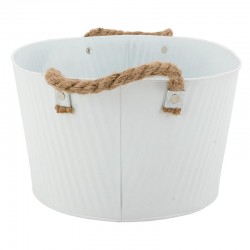 Jardinière en métal laqué blanc Tout ce que j'aime, 2 anses en corde