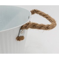 White lacquered metal gardener Everything I like, 2 rope handles