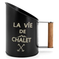 Vida de chalé" pellets de metal com alça de madeira