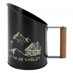 Pelle à pellets en métal décor Montagne avec poignée en bois