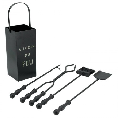 Ensemble complet serviteur de cheminée 4 accessoires " Au coin du feu"