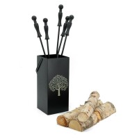 Complete Set Fireplace Servant 4 Accessories "Arbre de vie"