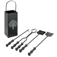 Ensemble complet serviteur de cheminée 4 accessoires "Arbre de vie"