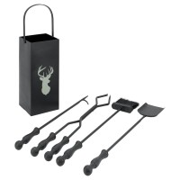 Complete Set Fireplace Servant 4 Accessories " Deer Head "