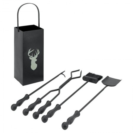 Komplett Set Kamin Servant 4 Zubehör " Hirschkopf "