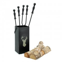 Complete Set Fireplace Servant 4 Accessories "Deer Head"