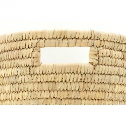 Cesto de linho oval de palma natural 54 x 44 x 24 cm