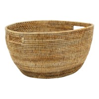 Cestino a cinghia ovale in rattan naturale 64 x 43 x 31 cm