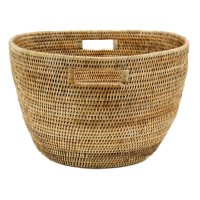 Korg med oval ring av naturlig rattan 64 x 43 x 31 cm