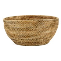 Kurv med oval flange af naturlig rotin 64 x 43 x 31 cm