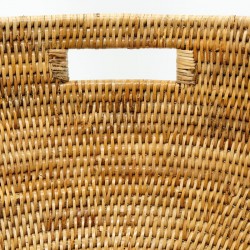 Cesto de linho oval em rattan natural 64 x 43 x 31 cm