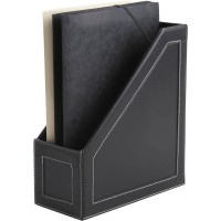 Anmeldelser Office-Lagringshylle for mapper i Simili Leather Black Organizer Design