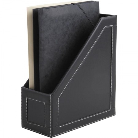 Schreibtischschrank Regal für Ordner in schwarzem Leder