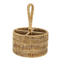 Faixa de carrinho coberta redonda fonte natural de rattan com alça