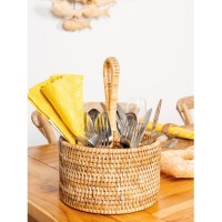 Faixa de carrinho coberta redonda fonte natural de rattan com alça