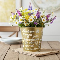 Cache-round pot in metallo laccato oro e modello d'argento PAROLE PAROLE Amore, felicità e piccoli piaceri Ø 13 cm