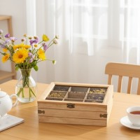 Boîte à thé 9 compartiments en bois et verre