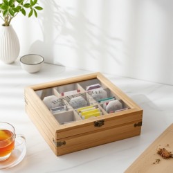 TEA BOX 9-rom laget av tre og glass