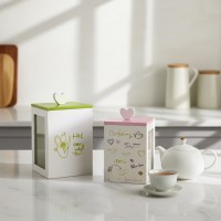 Witte houten bulk theedozen met deksels - set van 2