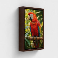 Pintura em Pássaro de Pássaro de Pássaro Papagaio Verde Papagaio Penas Empoleirado em uma floresta tropical da selva