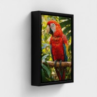 Pintura em Pássaro de Pássaro de Pássaro Papagaio Verde Papagaio Penas Empoleirado em uma floresta tropical da selva