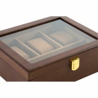 Brun MDF Trä smyckeskrin med 21 × 18 × 8 cm glas lock