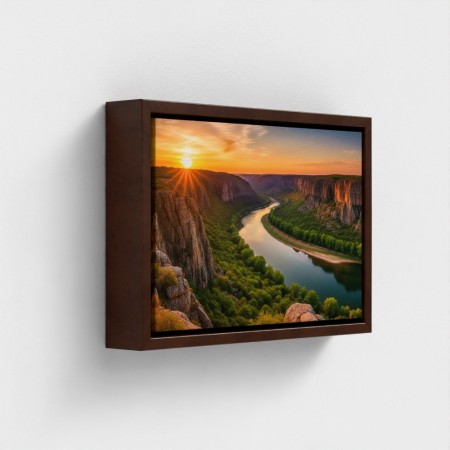 Schilderendruk op canvas Natuurzonsondergang in een rivier Canyon