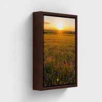 Impresión de pintura en lienzo Retrato Naturaleza de la puesta de sol en un prado de flores multicolores