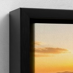 Tableau impression sur toile Portrait Nature de coucher de soleil dans une prairie de fleurs multicolores