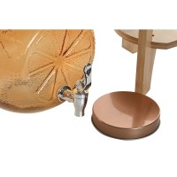 Distributeur d’Eau en Verre 5 L avec Support en Bambou Robinet Couleur Orange