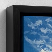 Impresión de pintura en lienzo Marine retrato barco velero en el azul mar azul brillante sol en el horizonte