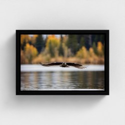 Table Print on Canvas Landscape Nature Bird with wings deployed flying over water