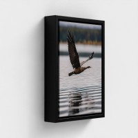 Table printed on canvas photographic cliche natural landscape with flying bird over water