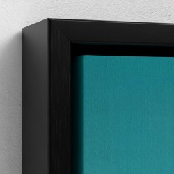 Tabell trykt kunst på lerret innrammet mann Illustrasjon sitter på terrassen på en kaffe isolert mot en øde road blå himmel