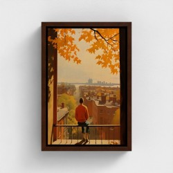 Vue urbaine au crépuscule regard posé sur les toits sous les couleurs de l’automne