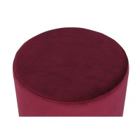Viele 2 Poufs Runde Fußstütze in Velours Beige und Bordeaux Goldener Grenze 40 x 40 x 42 cm