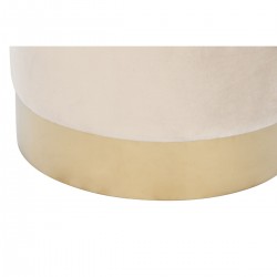 Masser af 2 Poufs Runde Fodstøtte i Velours Beige og Bordeaux Golden Border 40 x 40 x 42 cm