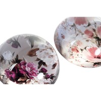 Portapapeles de vidrio Rose y Lilage Flower Decor - Conjunto de 2 piezas elegante