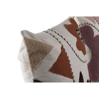 Set med 2 broderade dekorativa kuddar vit blomma och rosa 45 x 45 cm