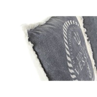 Lot de 2 coussins Bleu et Blanc à Franges Méditerranéen Marin, 45 x 10 x 45 cm, Style Bord de Mer