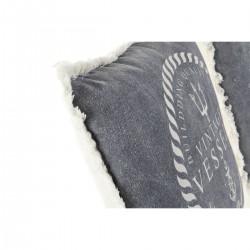 Lot of 2 blue and white cushions with marine Mediterranean fringes, 45 x 10 x 45 cm, seaside style