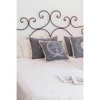 Lot of 2 blue and white cushions with marine Mediterranean fringes, 45 x 10 x 45 cm, seaside style